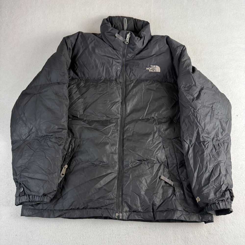 The North Face Nuptse 600 Down Puffer Jacket Boys Large Black Full Zip Coat
